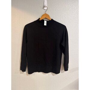 NWT Talbots Women's Black Scallop Hem Mock Neck Sweater S Office